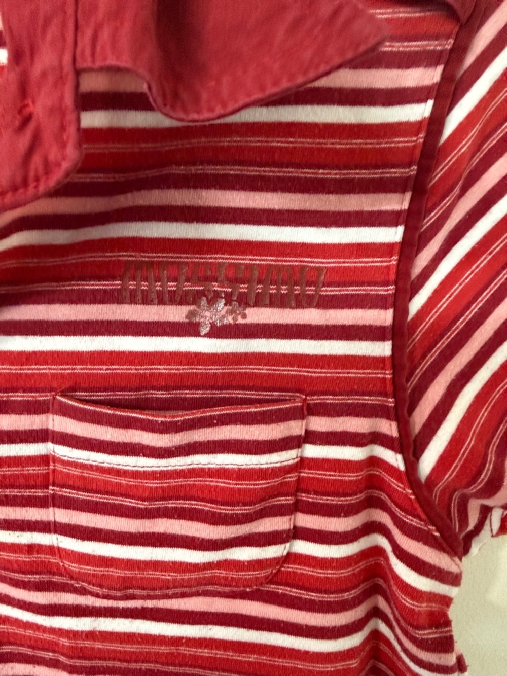 Mossimo Supply Co. Red and White Striped Short Sleeve Polo Tee 90’s Y2K - Picture 3 of 6